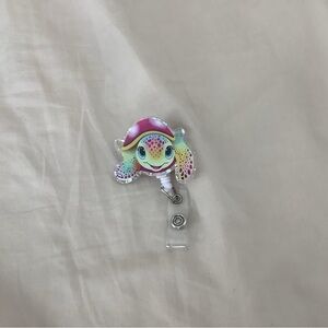 Cute Rainbow Sea Turtle Badge Reel